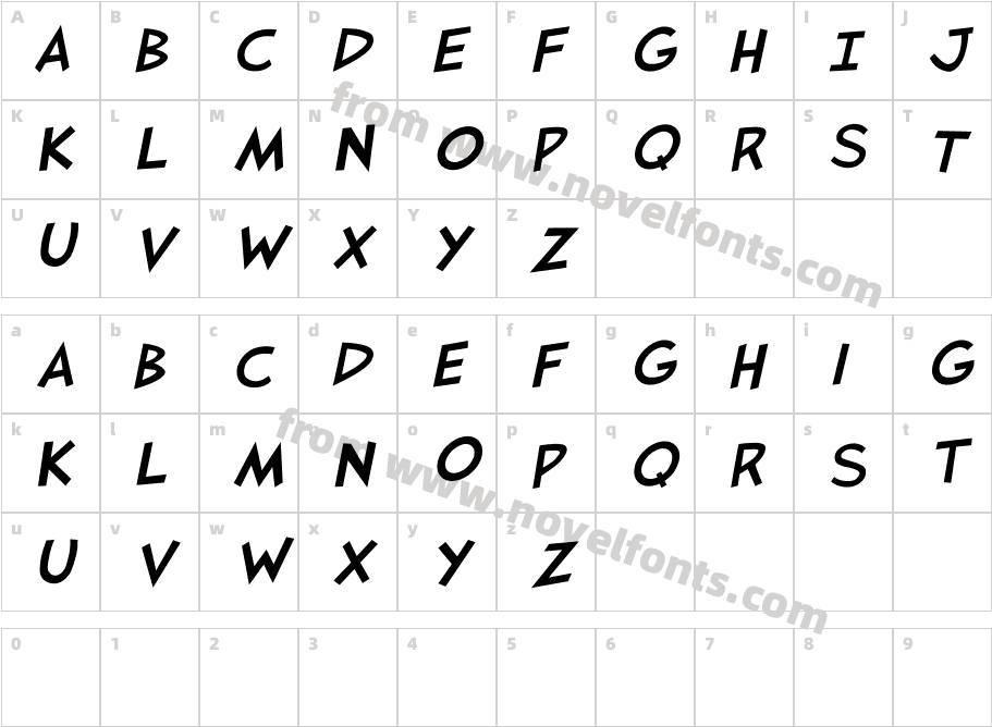 JaySFX ItalicCharacter Map