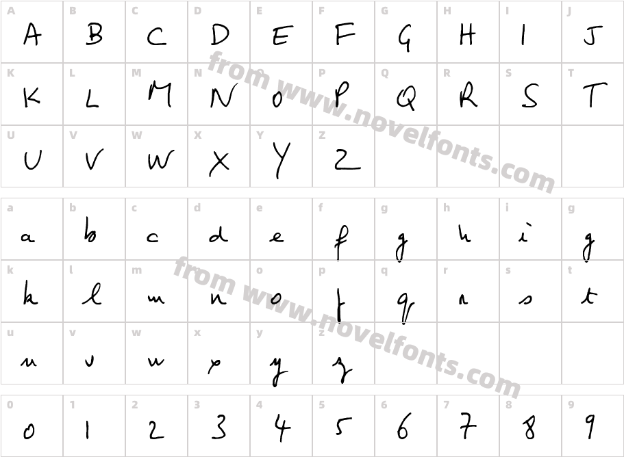 Jean-Claude's handCharacter Map