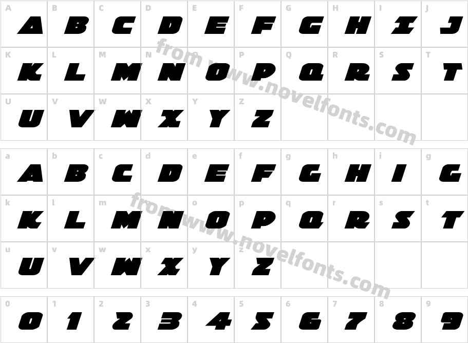 Jedi Special Forces Expanded ItalicCharacter Map