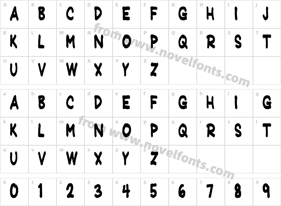 JeffreyPrint JL CondensedCharacter Map