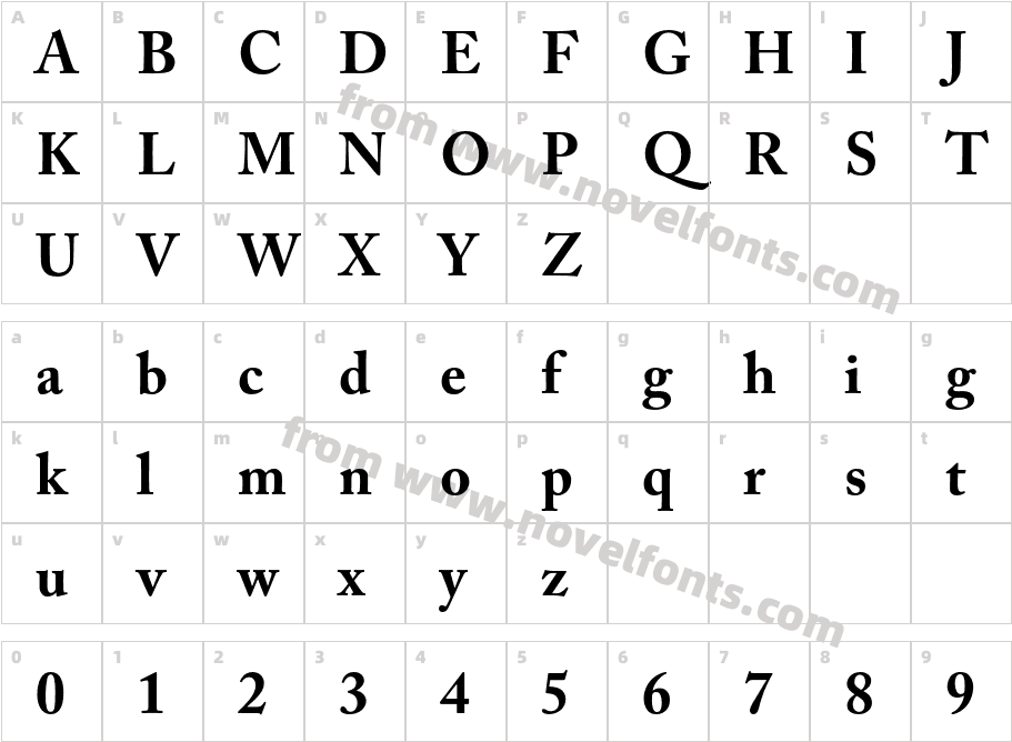 A Caslon Pro BoldCharacter Map