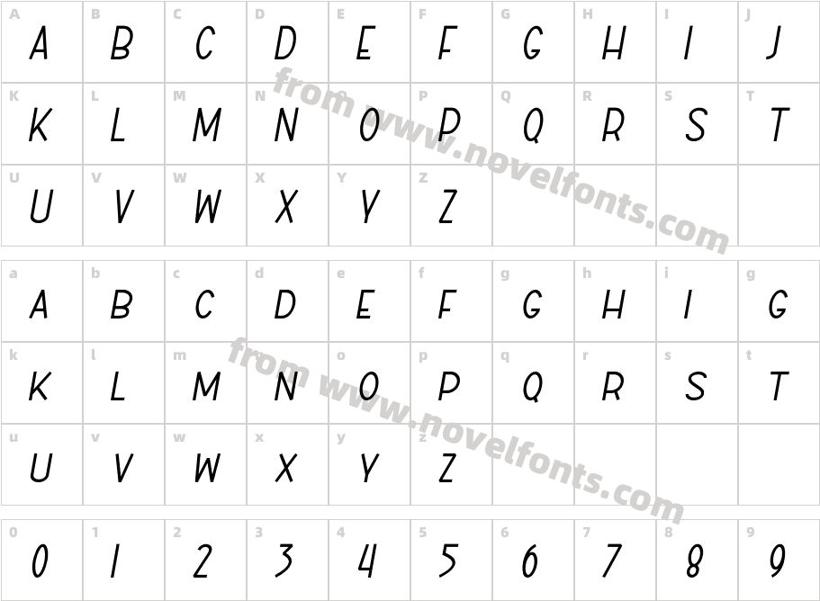 ABTS Aviator ItalicCharacter Map