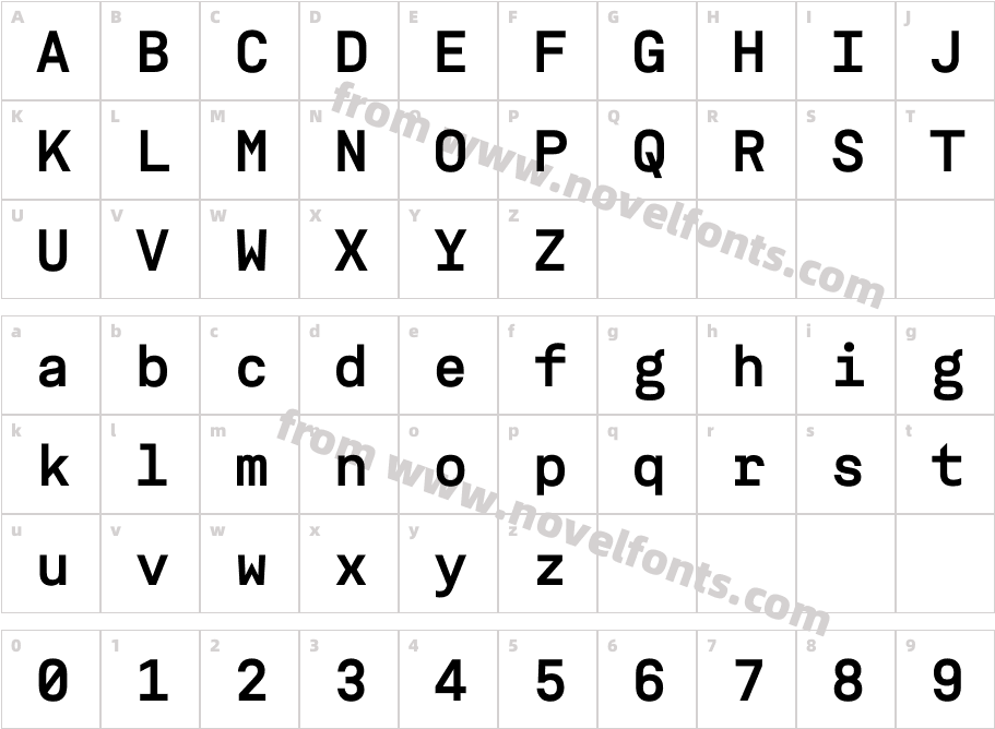 ASM BoldCharacter Map