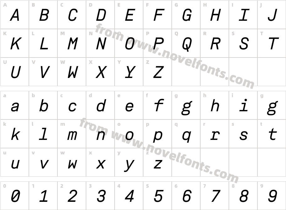 ASM Regular ItalicCharacter Map