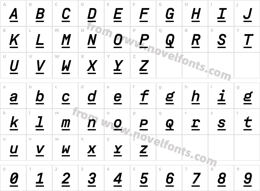 ASMS Bold ItalicCharacter Map