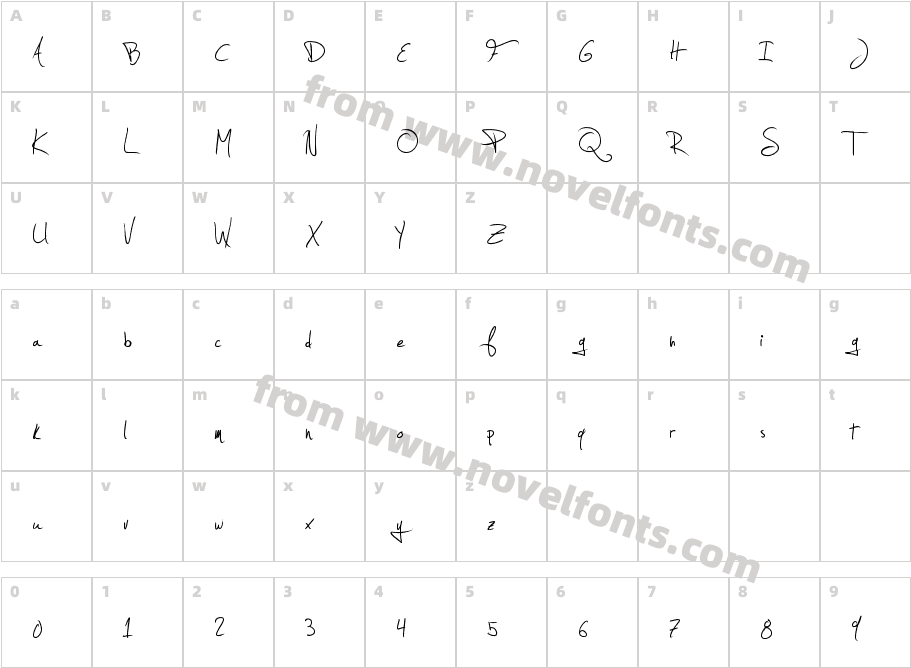 Jellyka - Estrya's HandwritingCharacter Map