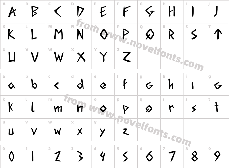 Acadian Runes RegularCharacter Map