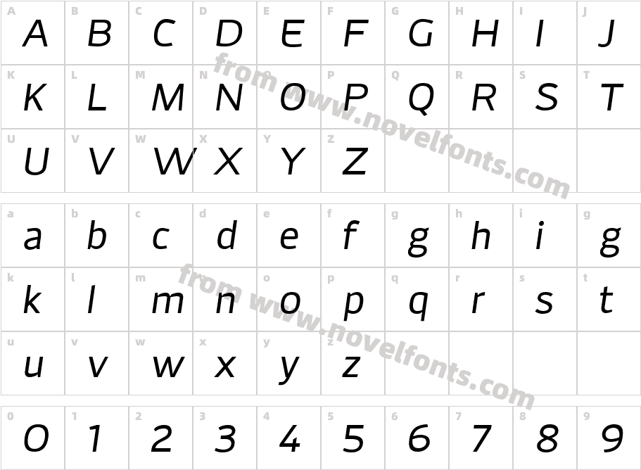 Adonide ItalicCharacter Map