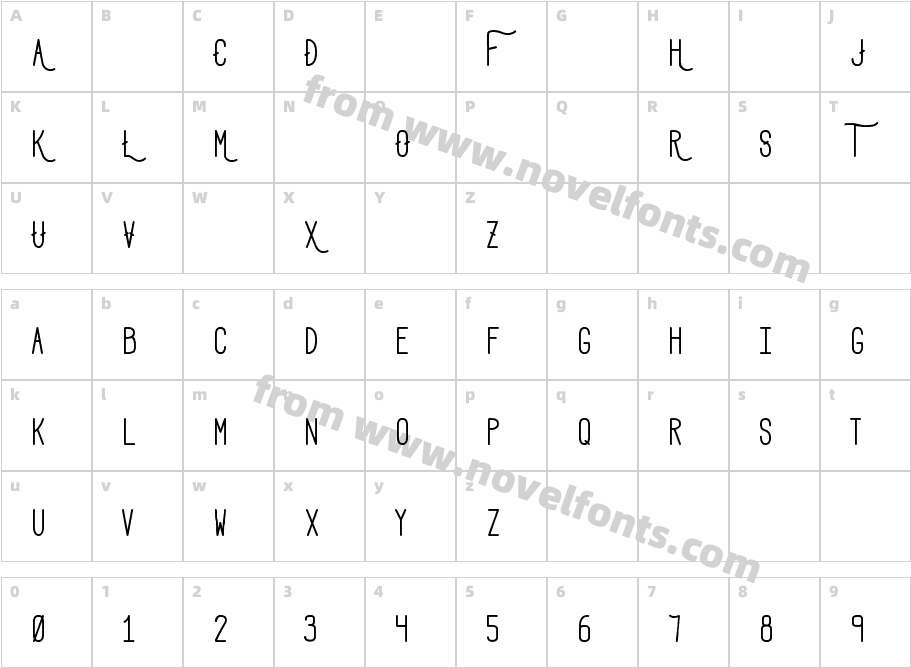 Adrift BoldCharacter Map