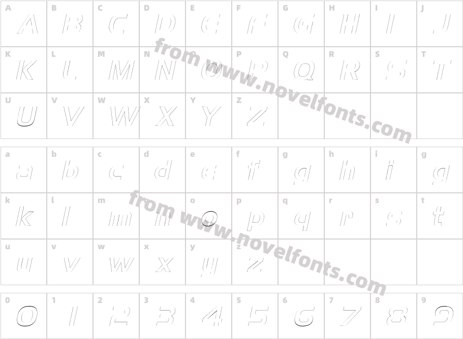 Aero Outline ItalicCharacter Map