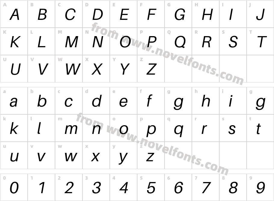 Agape ItalicCharacter Map