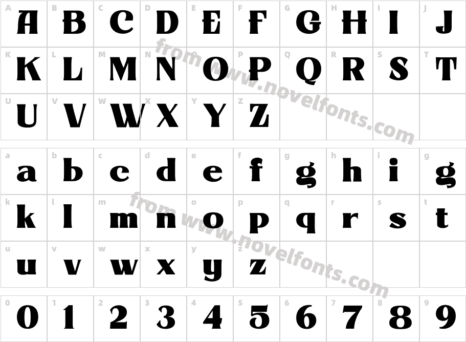 Ailey Display Demo Font RegCharacter Map