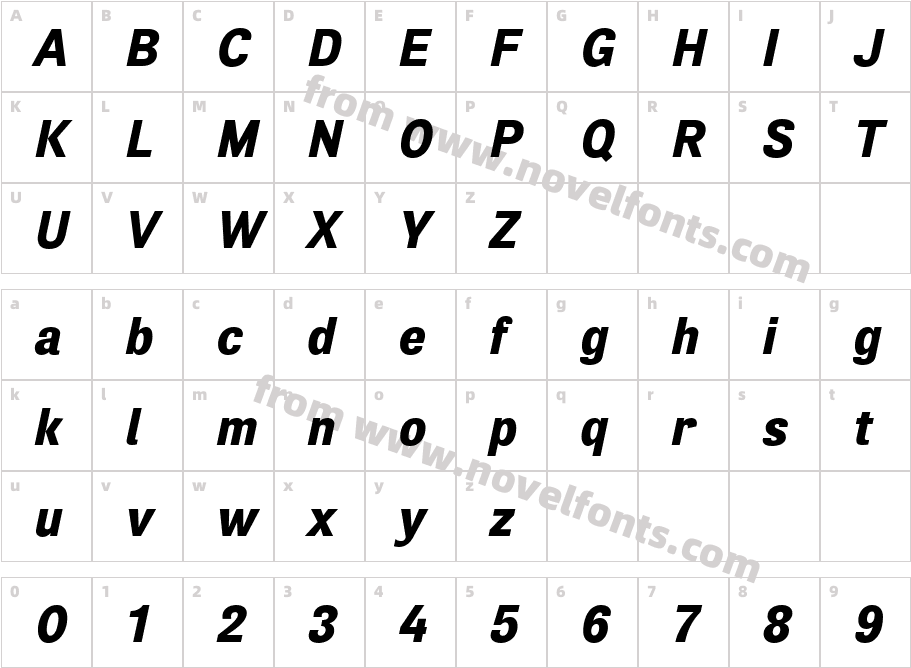 Air Black ObliqueCharacter Map