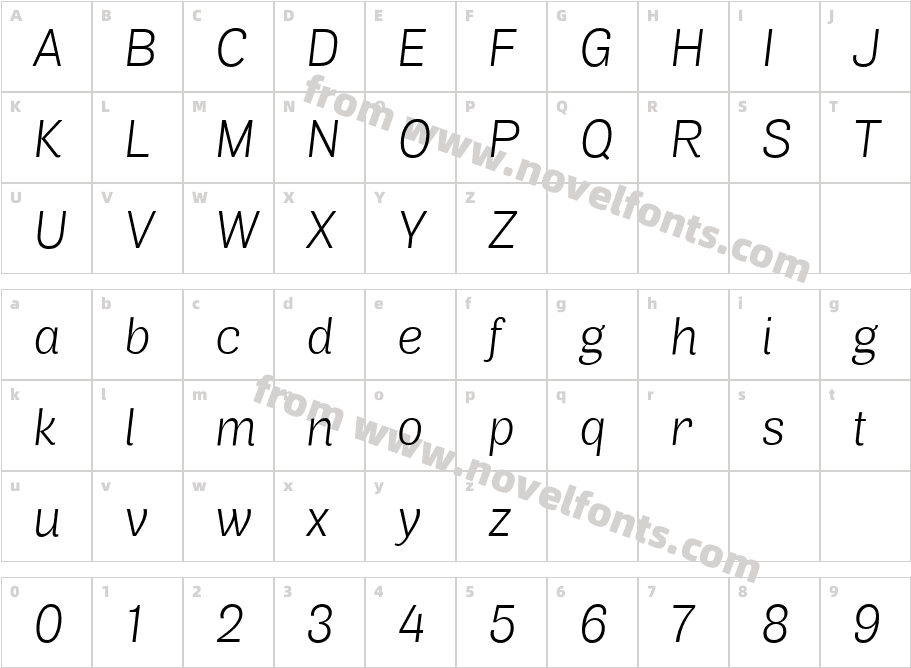 Air Light ItalicCharacter Map