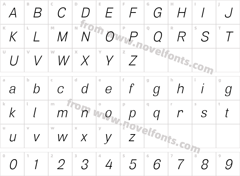 Air Light ObliqueCharacter Map