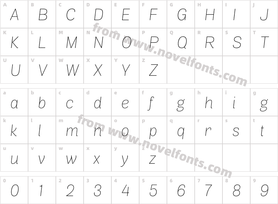 Air Thin ItalicCharacter Map