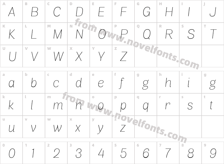 Air Thin ItalicCharacter Map