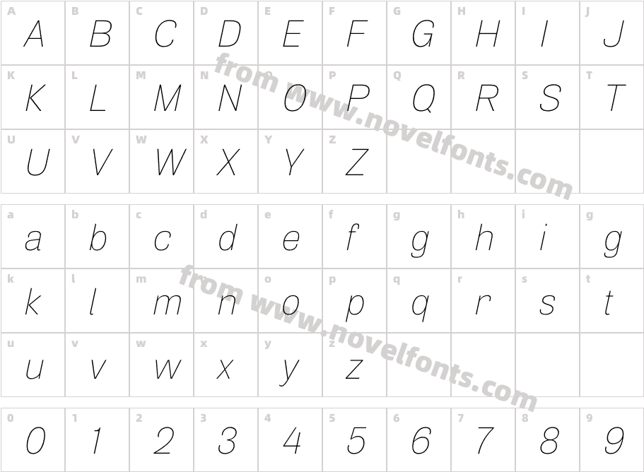Air Thin ObliqueCharacter Map