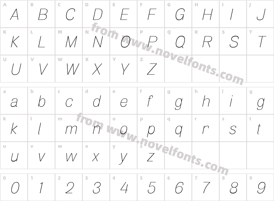 Air Thin ObliqueCharacter Map