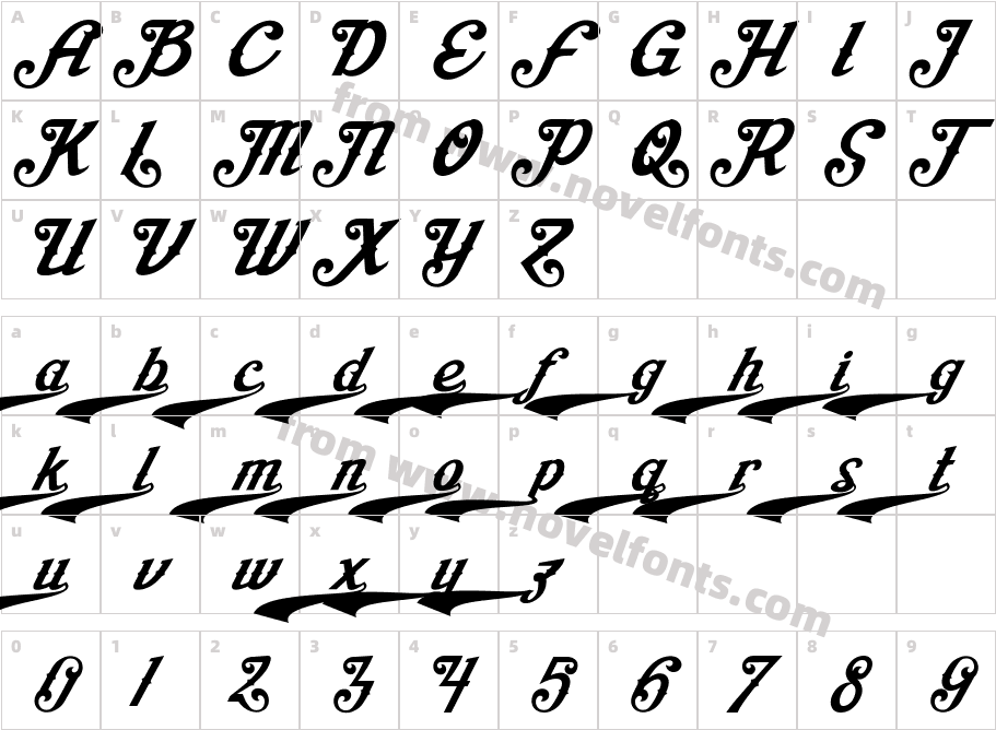 Aisha Script SwashesCharacter Map