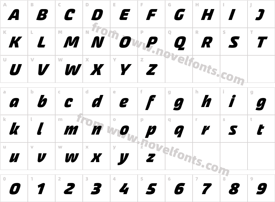 Akceler Calt BoldCharacter Map