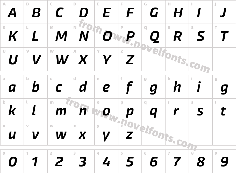 AkcelerB MediumCharacter Map