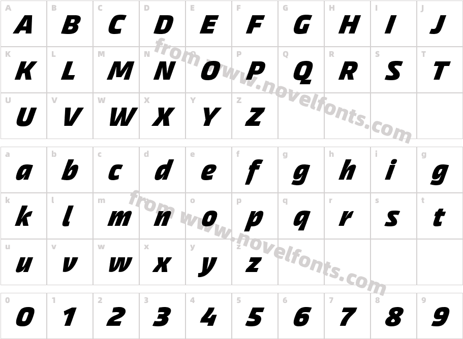 AkcelerC BoldCharacter Map