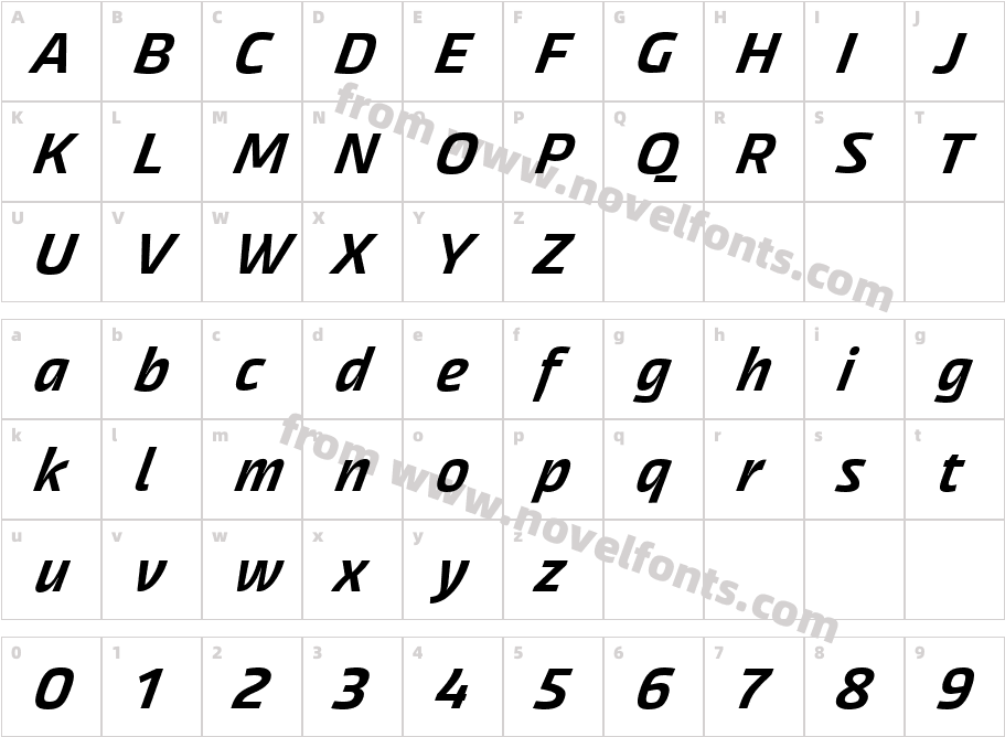 AkcelerC MediumCharacter Map