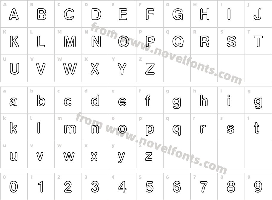 Akzent Rounded Out Medium Regular DBCharacter Map