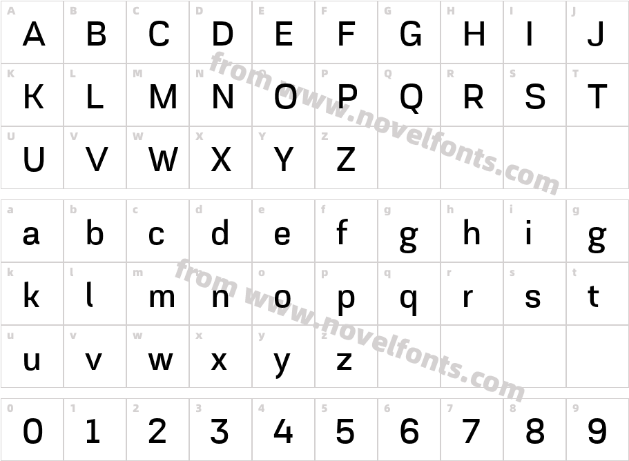 Akzentica 4F MediumCharacter Map