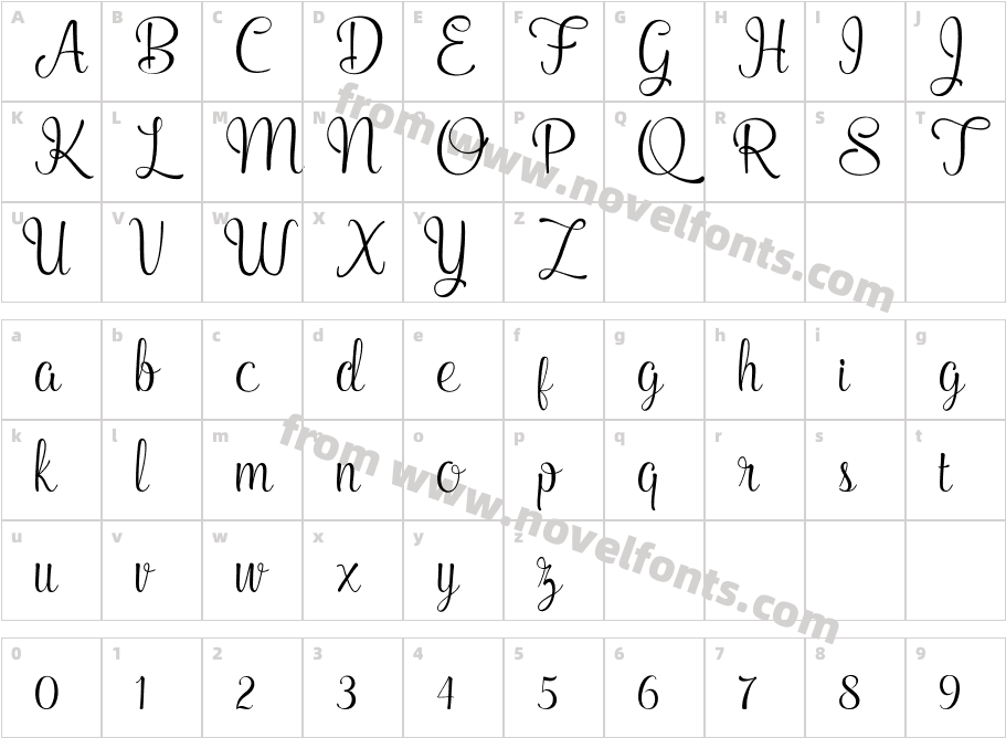Aleandra ScriptCharacter Map
