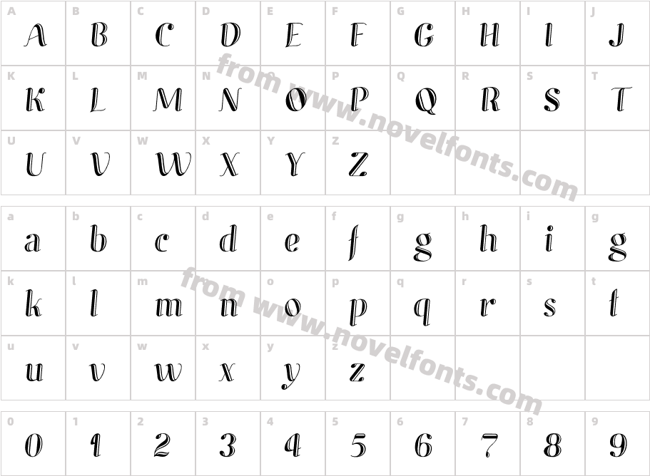 Alecko Engraved High ContrastCharacter Map