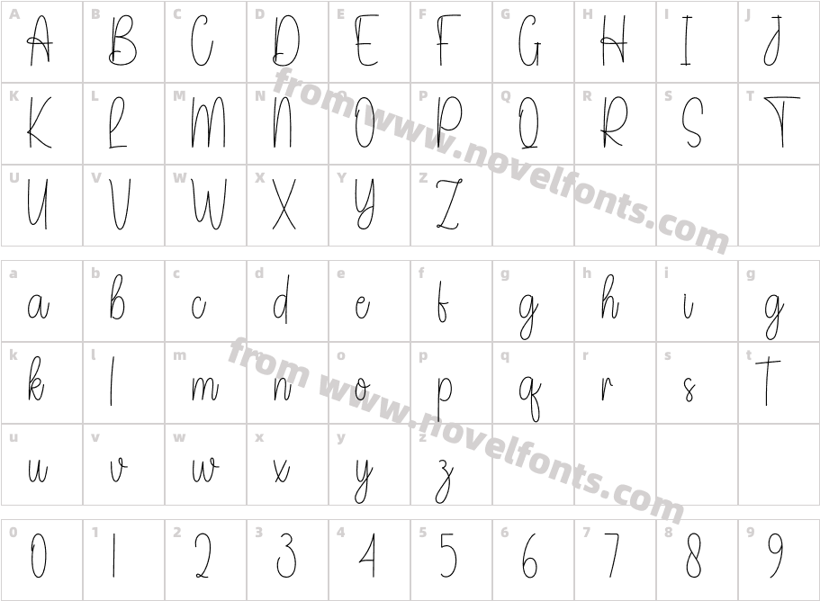 Alexandra RegularCharacter Map