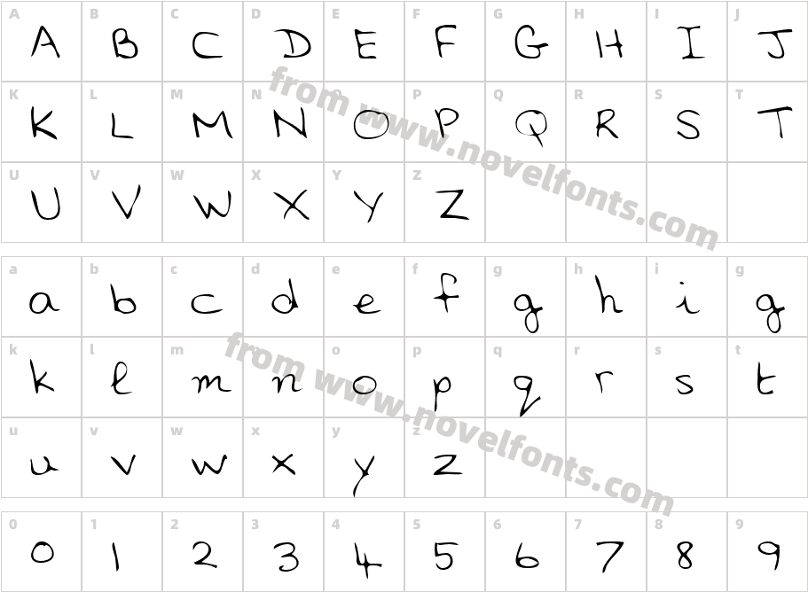 Alinas Hand RegularCharacter Map