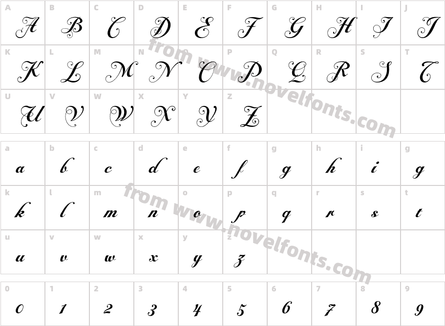 Alipe Script BoldCharacter Map