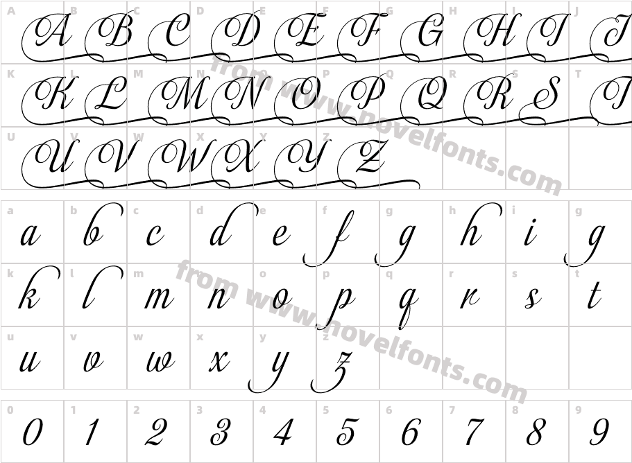 Almibar Swash 1Character Map