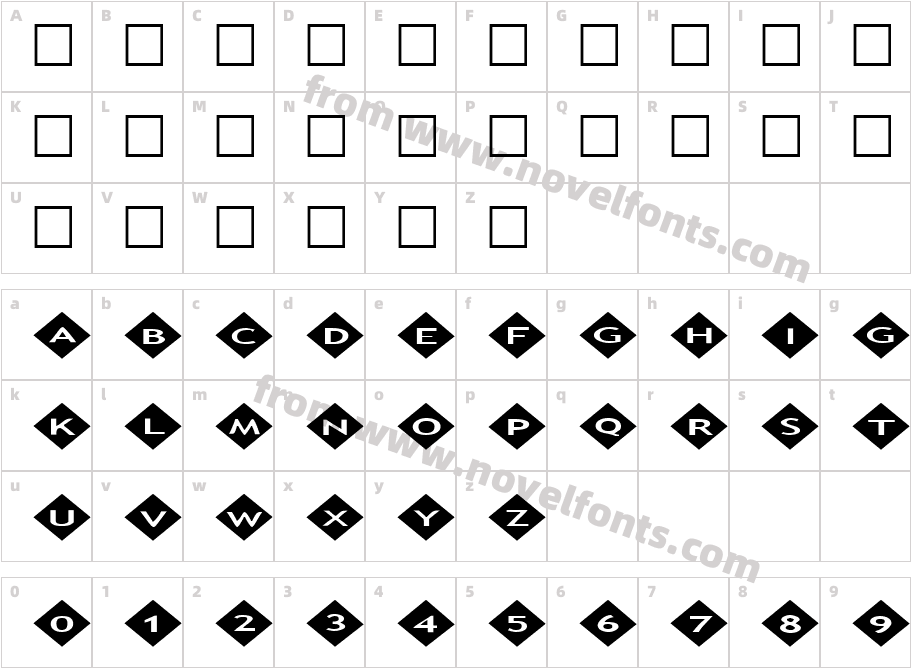 Alpha Shapes diamonds 2Character Map