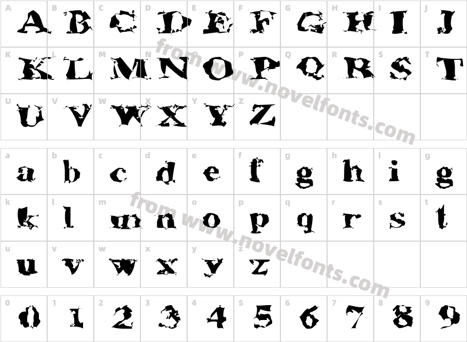 Aluminum Shred Extended RegularSWFTECharacter Map