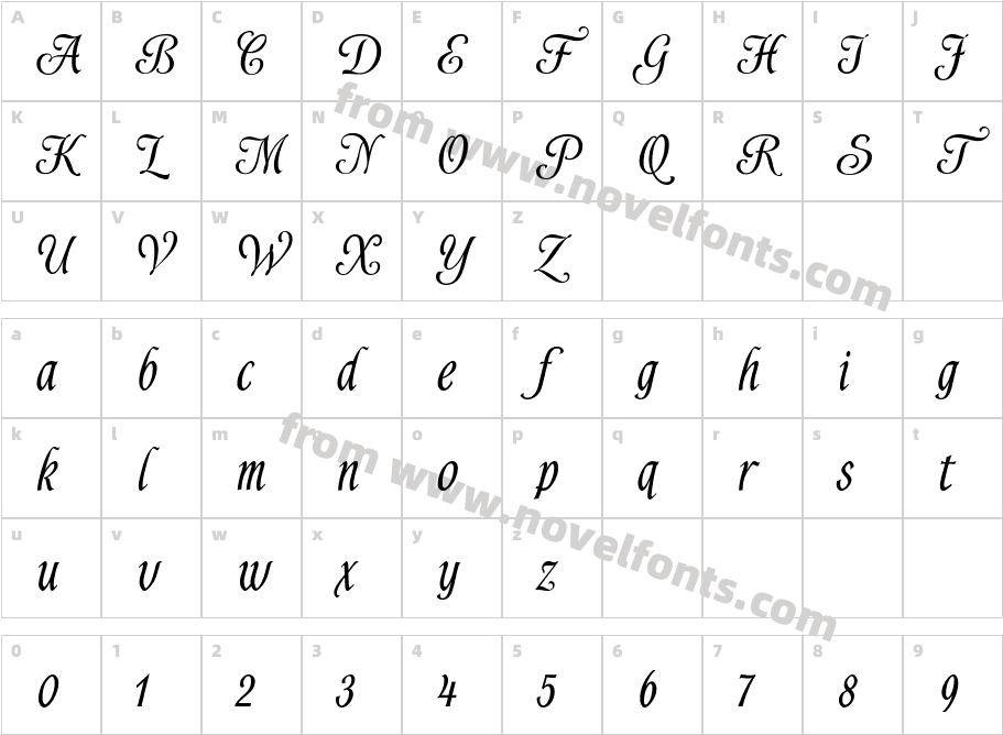 Alys Script BoldCharacter Map
