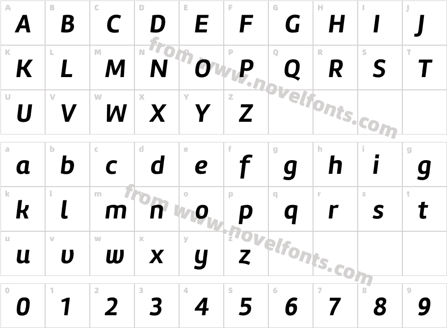 Amelia Basic Bold ItalicCharacter Map