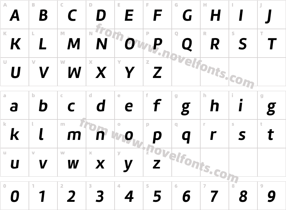 Amelia Basic Oblicua BoldCharacter Map
