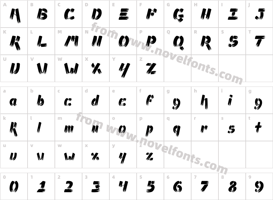 Ampad Brush RegularCharacter Map