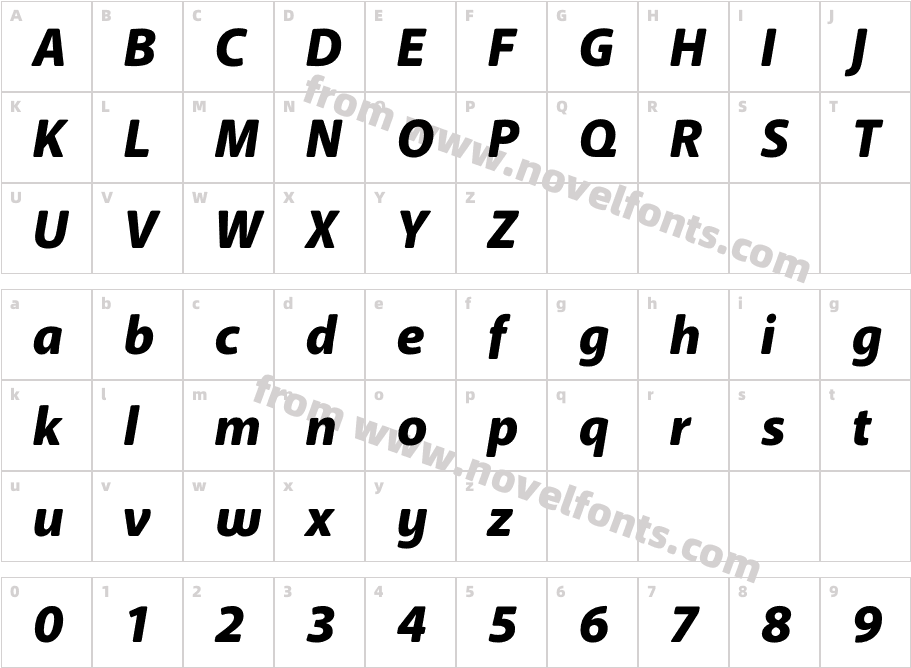 Anago Black ItalicCharacter Map