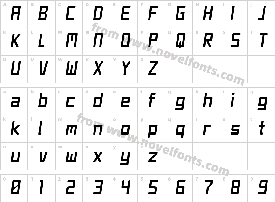 Jet Set ItalicCharacter Map