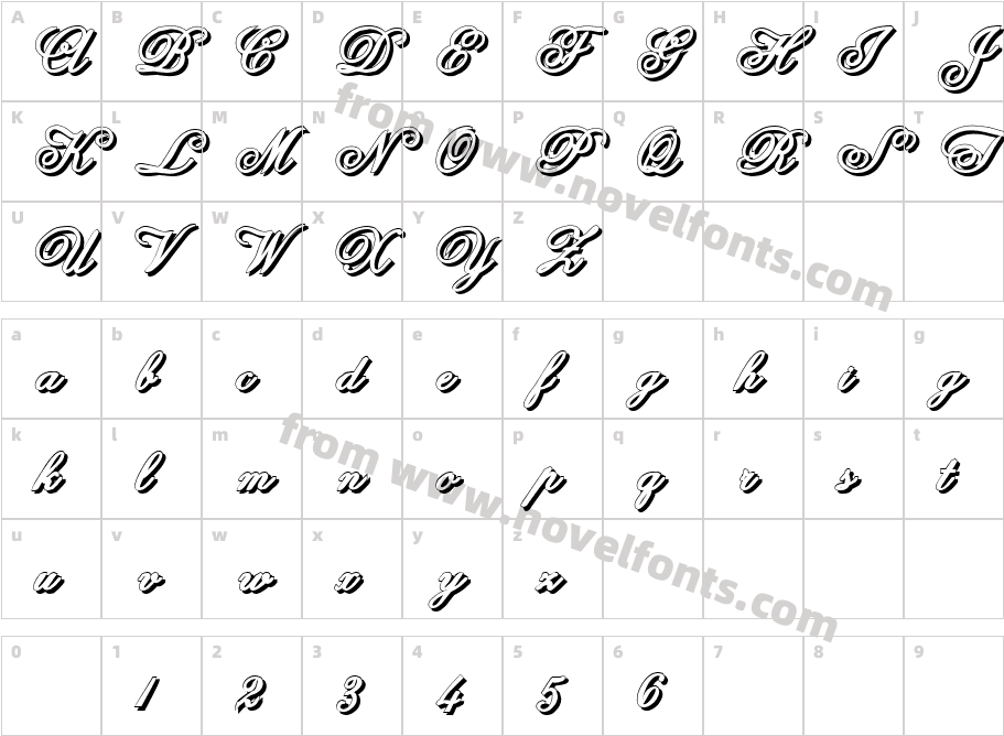 Anglia Script ShadowCharacter Map