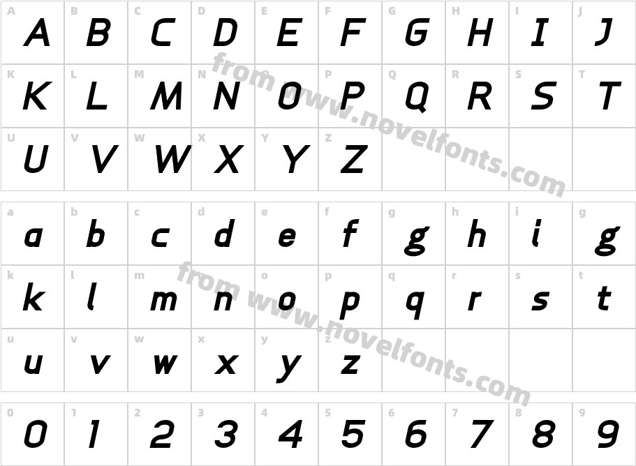 Anikka Sans Extra Bold ItalicCharacter Map