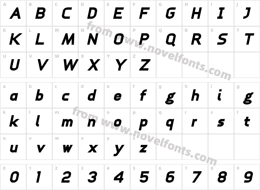 Anikka Sans Heavy ItalicCharacter Map