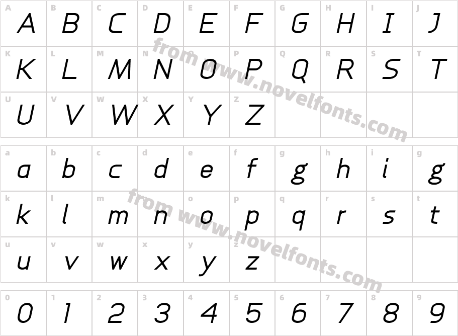 Anikka Sans ItalicCharacter Map