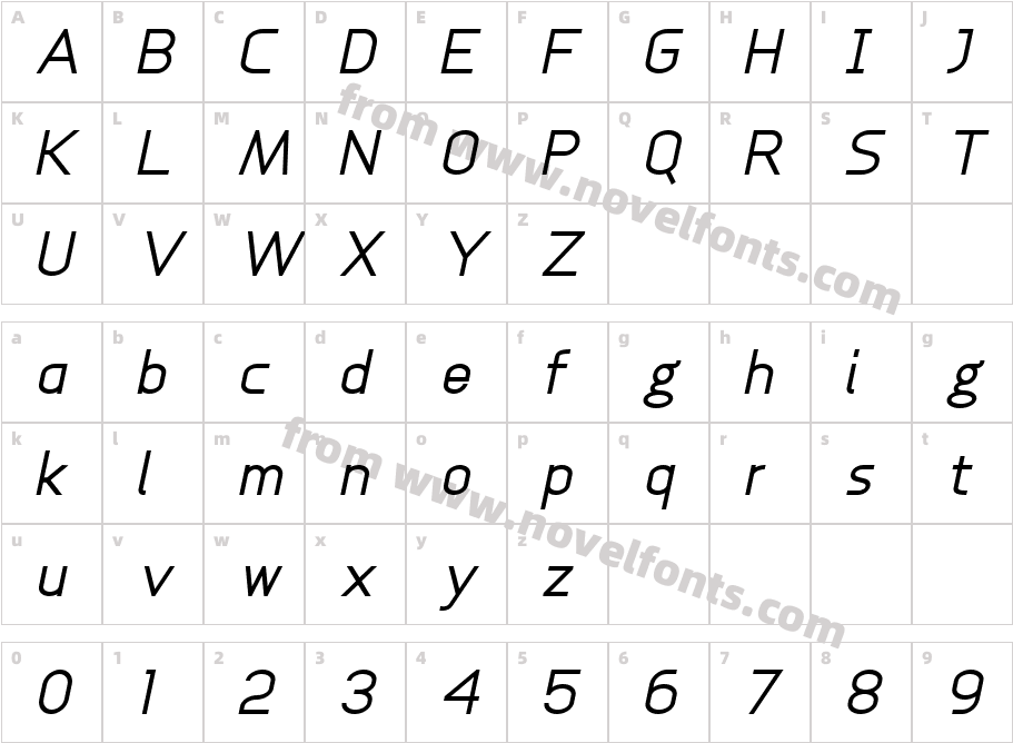 Anikka Sans ItalicCharacter Map