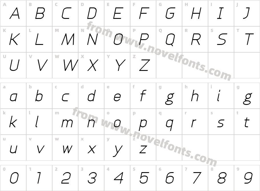 Anikka Sans Light ItalicCharacter Map